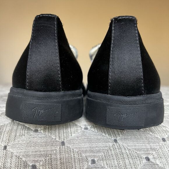 NEW Giuseppe Zanotti La Perla Black Satin Trainer Sneaker  Men EU‎ 44 US 11